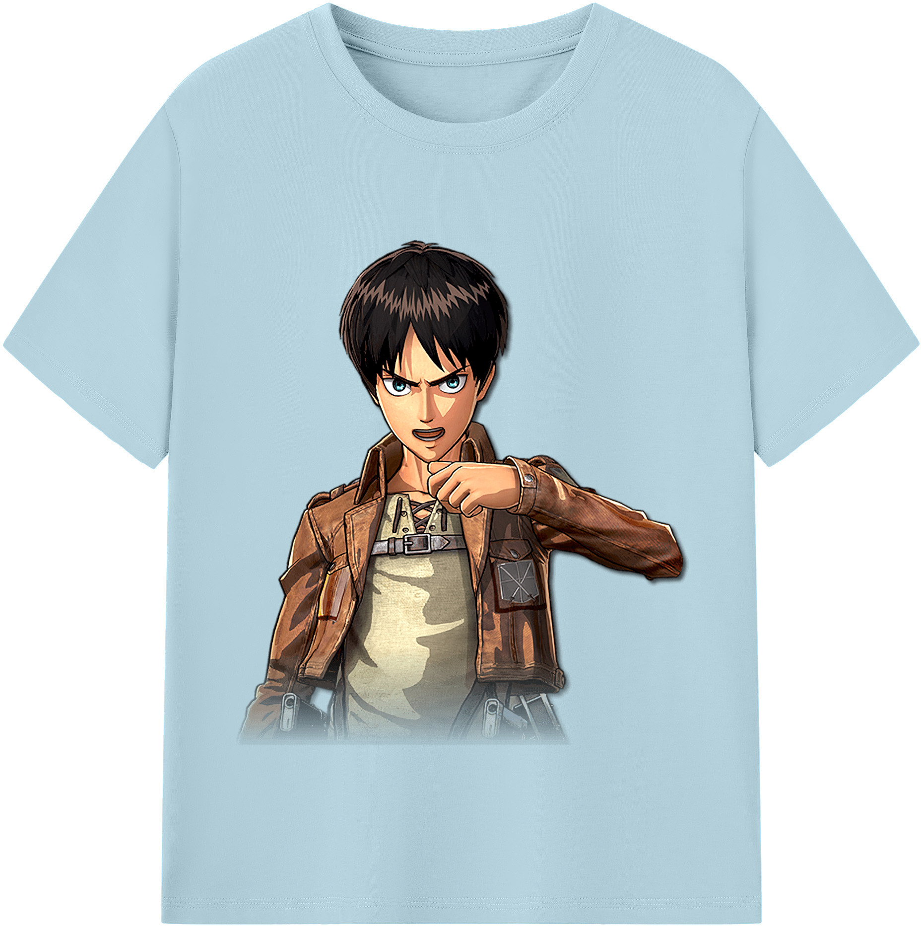 （画像用） 進撃の巨人 エレン･イェーガー Attack on Titan Eren Jäger 綿100％半袖Tシャツ（フロントプリント）